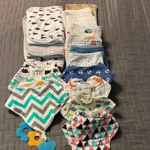 Burp rags and bibs.